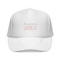 Load image into Gallery viewer, Jesus Love Trucker Cap | Faith-Based Hat for Women | Stylish Christian Cap | Perfect Gift for Easter &amp; Everyday Wear