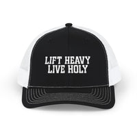 Load image into Gallery viewer, Lift Heavy Live Holy Trucker Hat