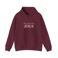 Load image into Gallery viewer, Just a Girl Who Loves Jesus Hoodie, Christian Apparel, Cozy Gift, Spiritual Hoodie, [...]