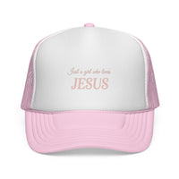 Load image into Gallery viewer, Jesus Love Trucker Cap | Faith-Based Hat for Women | Stylish Christian Cap | Perfect Gift for Easter &amp; Everyday Wear