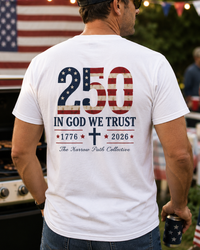 Load image into Gallery viewer, Faith. Freedom. 250. T-Shirt — Minimal Patriotic Chest Logo Tee