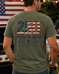 Load image into Gallery viewer, Faith. Freedom. 250. T-Shirt — Minimal Patriotic Chest Logo Tee