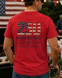 Load image into Gallery viewer, Faith. Freedom. 250. T-Shirt — Minimal Patriotic Chest Logo Tee